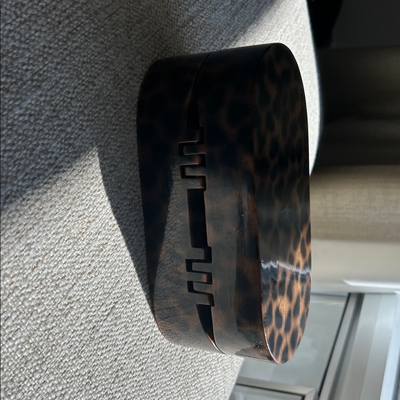 Timmy Woods Brown and Gold Clutch with Leopard Print - Picture 10 of 11